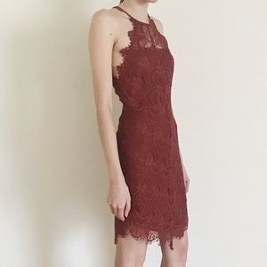 Free People She’s Got It Slip Lace Bodycon Rust